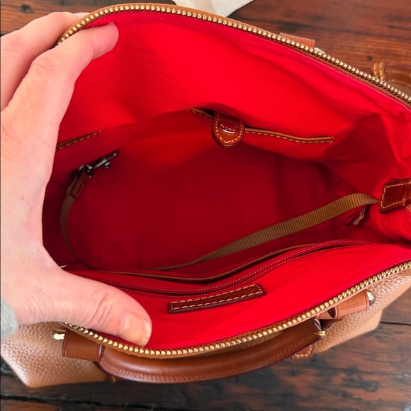 Dooney & Bourke Bristol Caramel Leather Satchel With Detachable Strap. - Picture 9 of 17